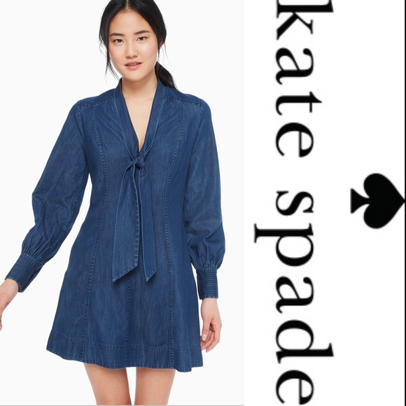 kate spade Dresses & Skirts - Kate Spade tie-neck denim dress